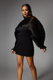 Balloon Sleeve Mesh Mini Dress