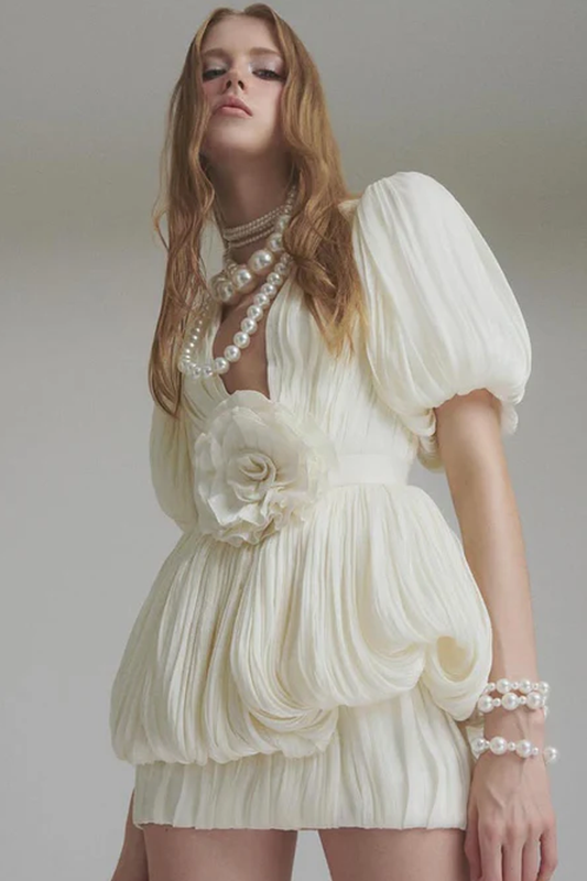 Elliatt 3D Floral Pleated Mini Dress