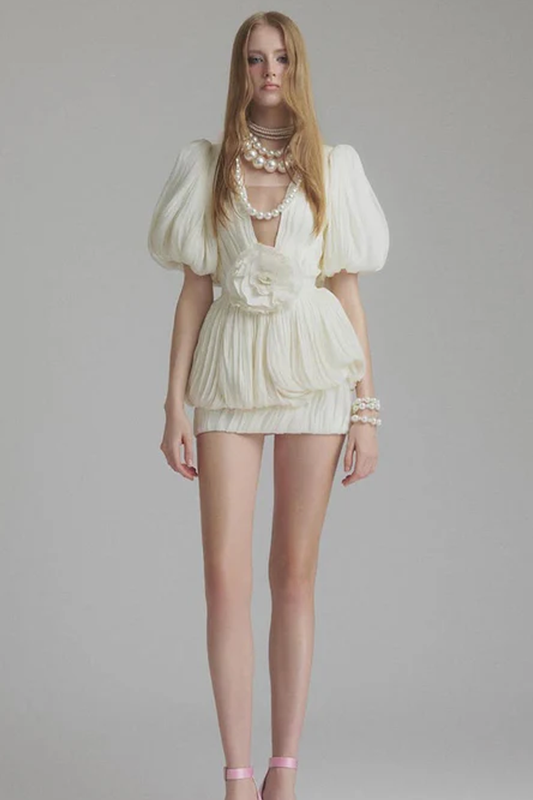 Elliatt 3D Floral Pleated Mini Dress