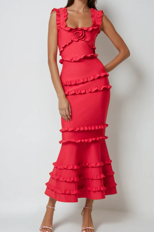 Ruffle Flower Maxi Dress