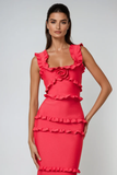 Ruffle Flower Maxi Dress