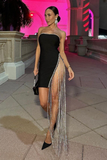 Black Mini Dress with Rhinestone Threads