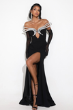 Pearl Detail Maxi Dress Black