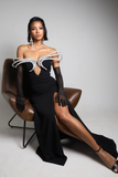 Pearl Detail Maxi Dress Black