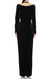 Long Sleeve Halter Crystal Maxi Dress