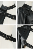 One-shoulder Faux Leather Rock Top