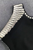 One Shoulder Crystal Dress Black