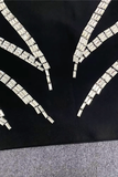 One Shoulder Crystal Dress Black