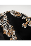 Diamond Embellished Blazer Flared Long Pants Suit