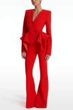 Long Sleeve Peplum Detail Suit