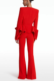 Long Sleeve Peplum Detail Suit