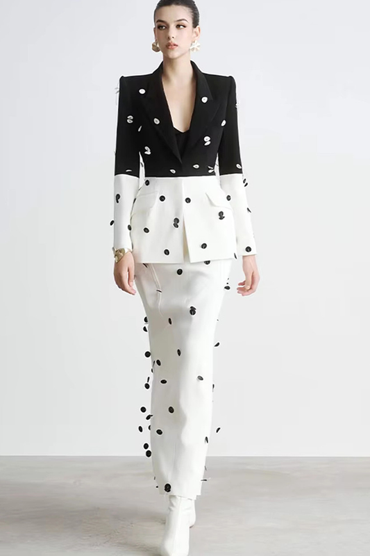 Long Sleeve Sequin Two Piece Midi Set