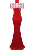 Halter Sequin Corset Maxi Velvet Dress