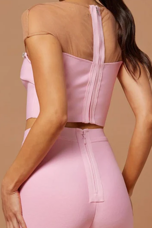 Bandage Pant & Top Suit In Pink
