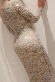 Silver Embellished Sequin Maxi Dress