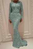 Silver Embellished Sequin Maxi Dress