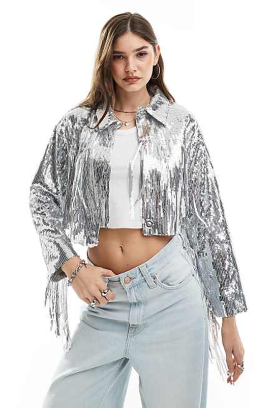 Mixed Sequin Tassel Jacket