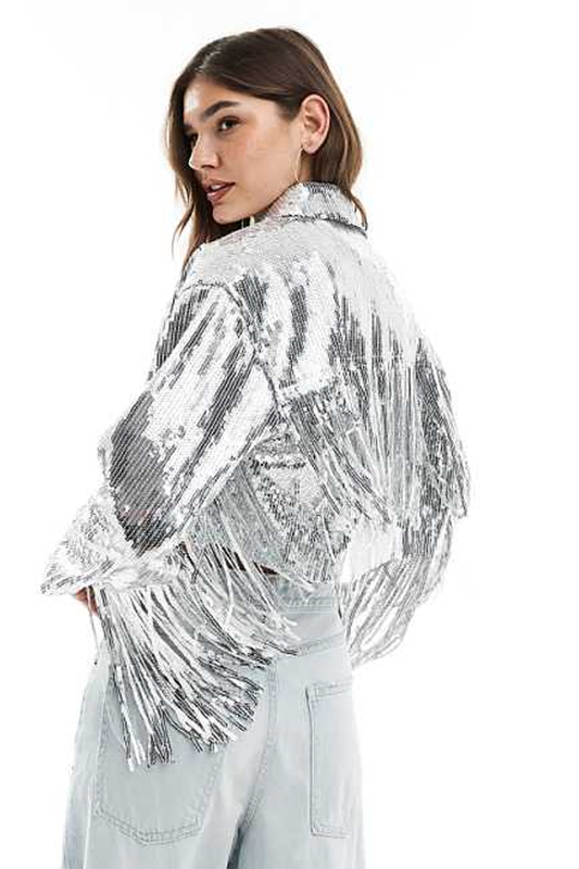 Mixed Sequin Tassel Jacket