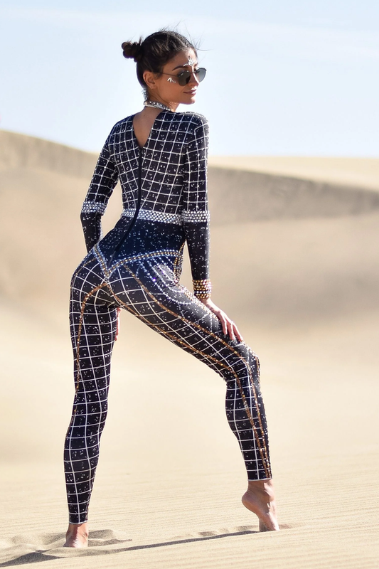 Long Sleeve Rhinestone Jumpsuit
