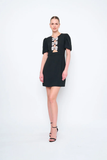 Elegant Round Neck Bubble Mini Dress