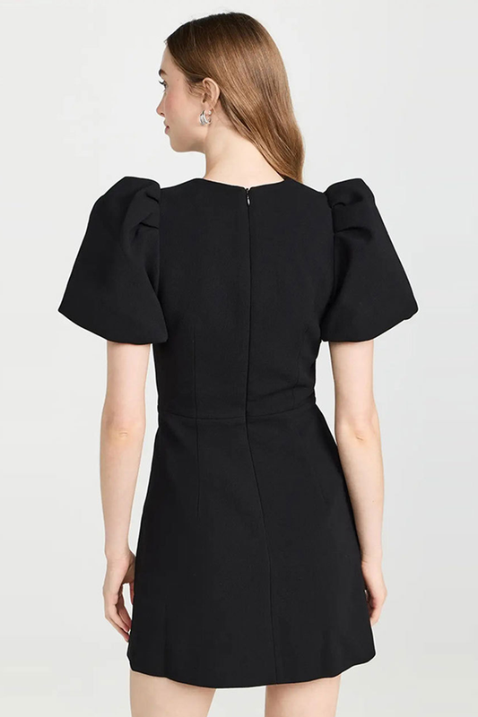 Elegant Round Neck Bubble Mini Dress