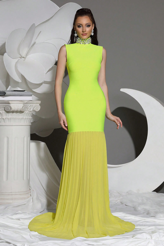 New Diamond Turtleneck Bodycon Long Dress