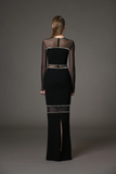 Black Baguette Embroidery Dress