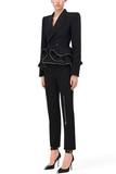 Long Sleeve Zipper Detail Peplum Suit
