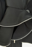Long Sleeve Zipper Detail Peplum Suit