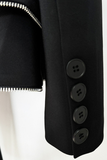 Long Sleeve Zipper Detail Peplum Suit