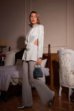 Pearl Embellished Flower Cutout Blazer Set