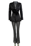 Pearl Embellished Flower Cutout Blazer Set