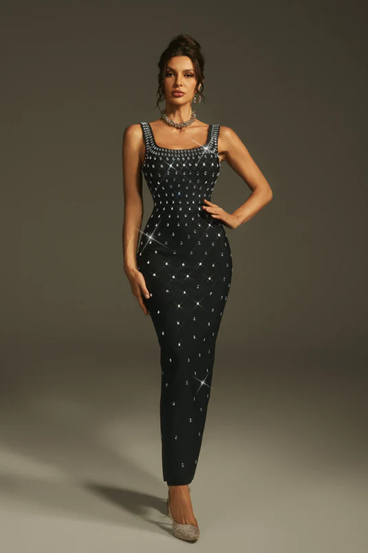 Sleeveless Crystal Bandage Maxi Dress