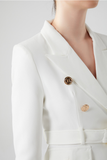 Monogram Double-Breasted Denim Belted Blazer