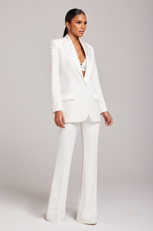 Pearl Decoration Single Button Suit