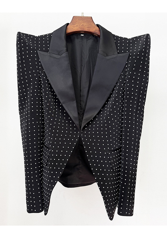 Diamond-embellished Lapel Blazer