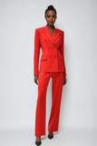 Cutout Fringe Backless Blazer In Red