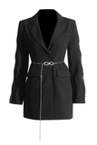Black Cystal Embellished Blazer Dress