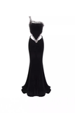 One Shoulder Mermaid Maxi Velvet Dress
