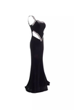 One Shoulder Mermaid Maxi Velvet Dress