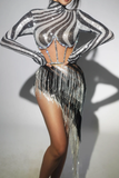 White Black Shinning Sequins Tassels Set