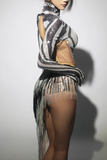 White Black Shinning Sequins Tassels Set
