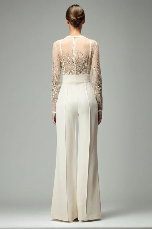 Mesh Splicing Sequin Diamonds Jumpsuit