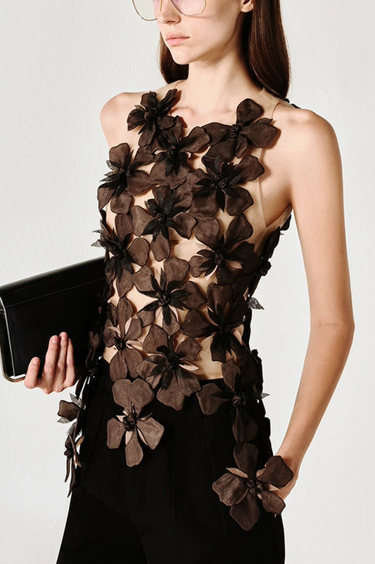 Stylish Black Asymmetrical Patchwork Tulle Tank Sleeveless