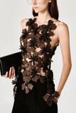 Stylish Black Asymmetrical Patchwork Tulle Tank Sleeveless