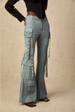 Belt Loop Flared Cargo Pant