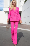 Smart Rosette Appliqué Lapel Collar Blazer