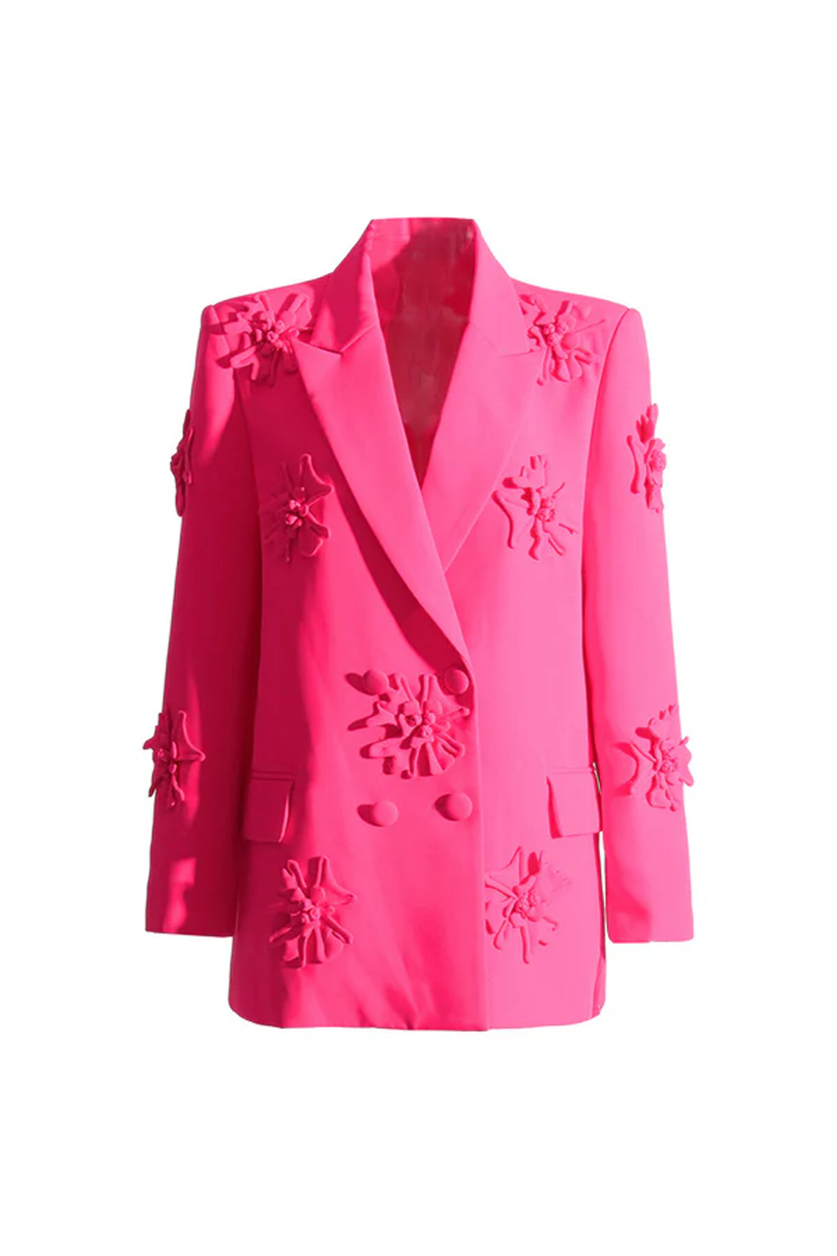 Smart Rosette Appliqué Lapel Collar Blazer