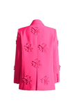 Smart Rosette Appliqué Lapel Collar Blazer