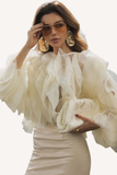 Mesh Ruffle Ruch Shirt Tops